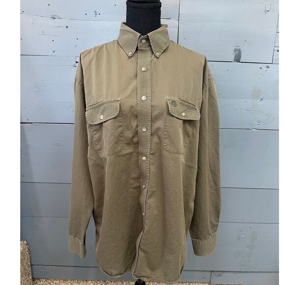 George Strait Wangler Olive Long Sleeve Button down - Picture 1 of 6